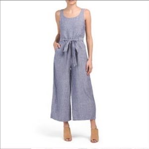 Rachel Zoe Linen Chambray Cropped Jumpsuit